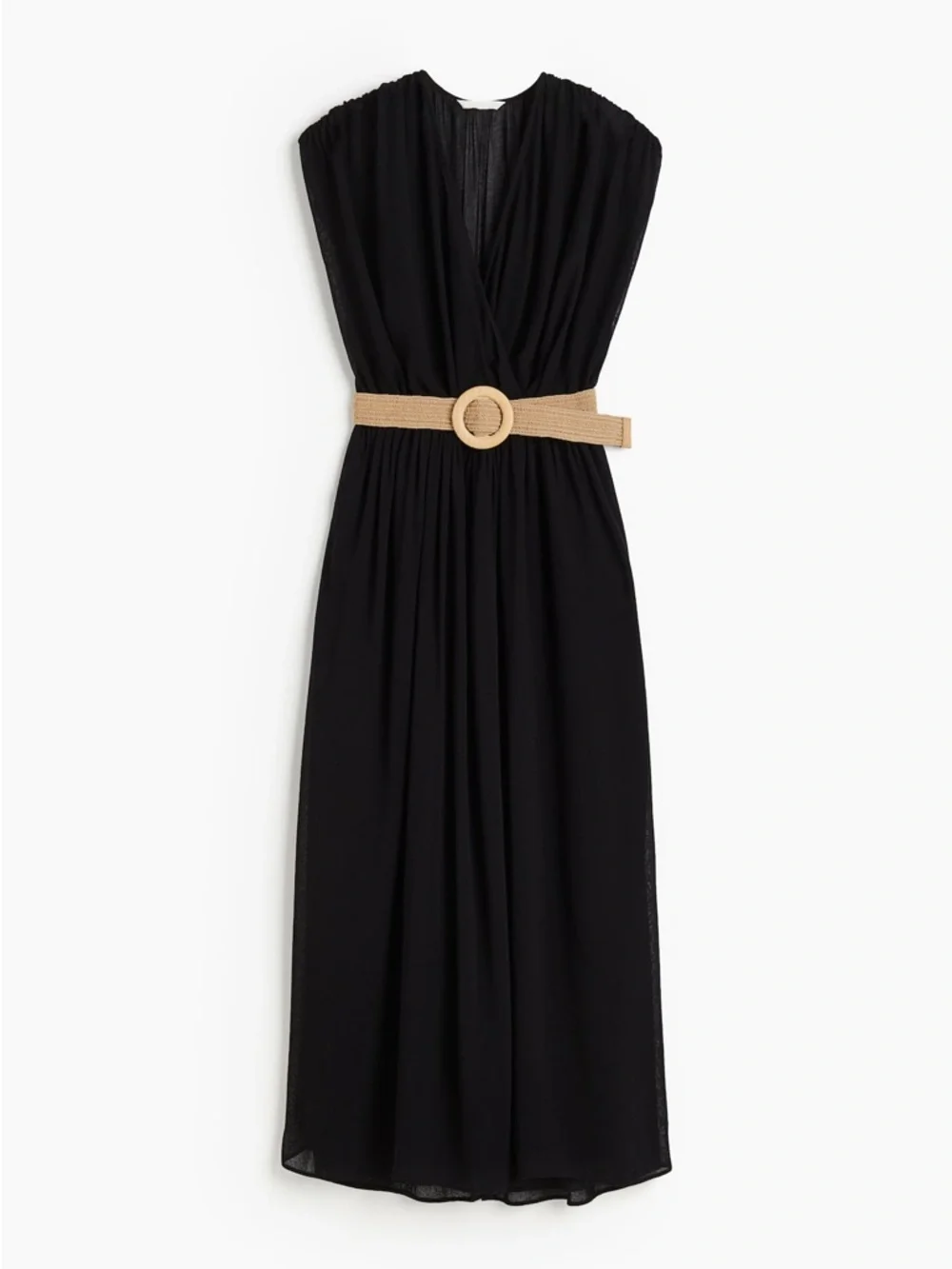 NWT H&M Black Maxi Dress with Tan Belt